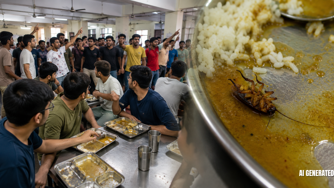 सूरत की समरस बॉयज हॉस्टल की मेस में खाने से निकला मरा हुआ कॉकरोच, छात्रों ने किया जोरदार प्रदर्शन