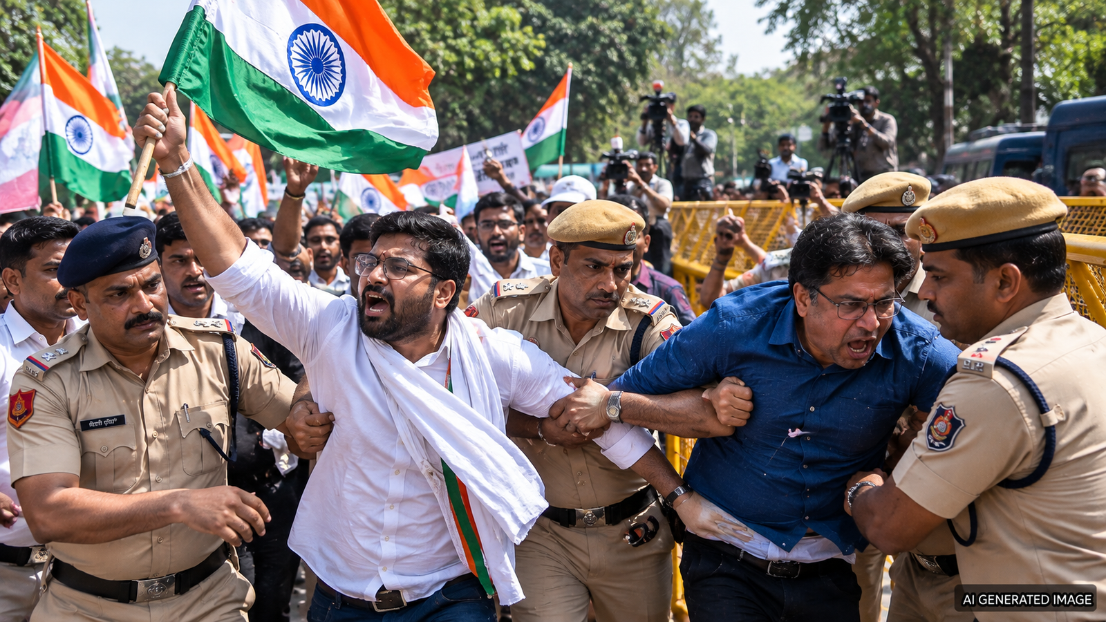 प्रतिबंध के बावजूद जंतर-मंतर पहुंचे CJP नेता: तिरंगा लहराकर लगाए नारे, पुलिस ने फिर हिरासत में लिया